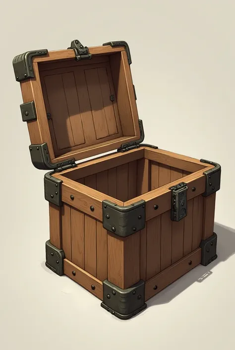  Creates an open wooden box, with parts of reinforcements .