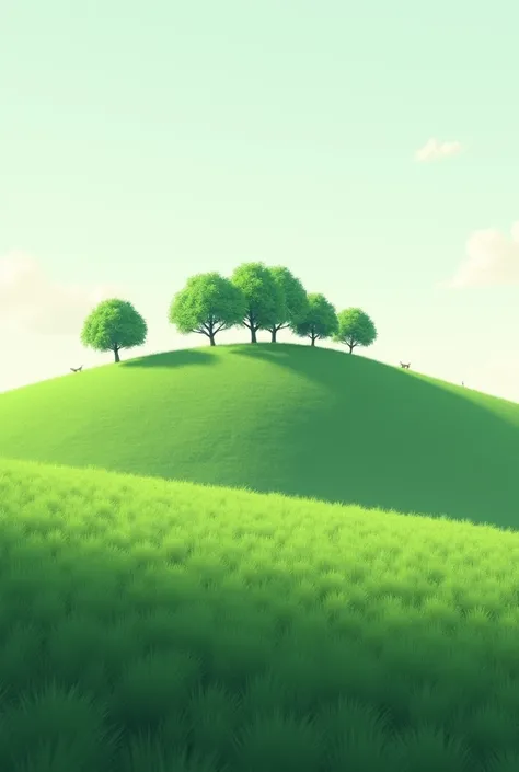 Field with a hill with trees