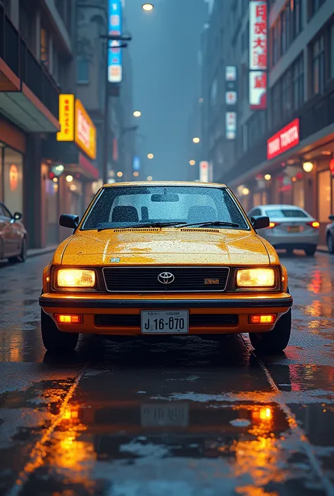 toyota corolla sedan e80 1984 gold in anime edition, but logo should be old one TOYOTA old logo from toyota only letters not toyota sign