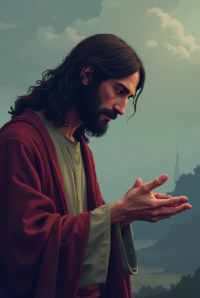 Sad pixel animated  Jesus comforting 