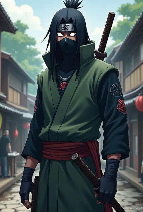 Naruto Character, Anbu Clothes, Konoha Village, Sword on back, Byakugan Eyes, Ebony skin color