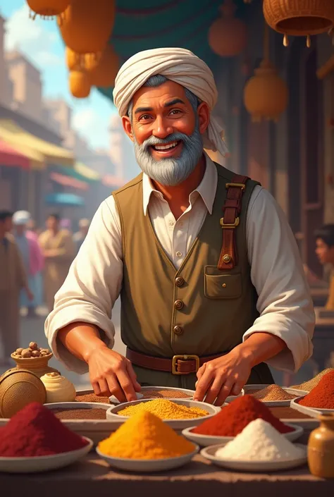 A smiling male merchant organizing his products efficiently.
