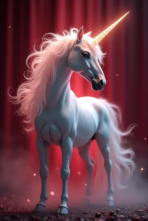 Pretty unicorn with dark red background
