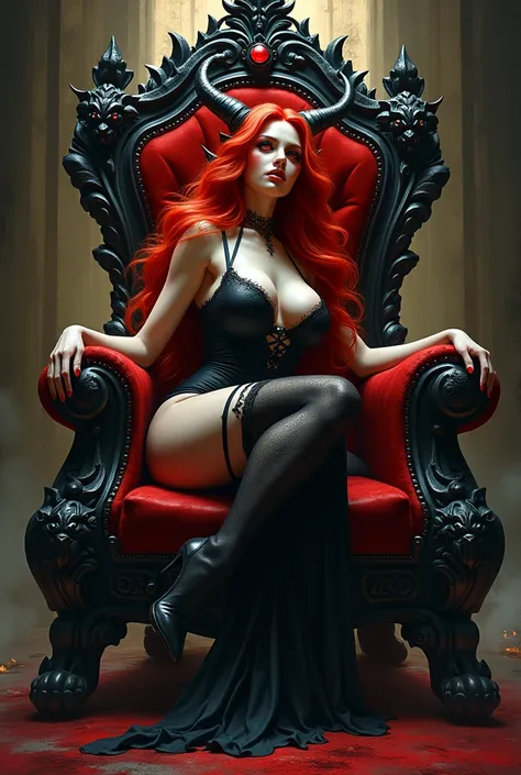 Redhead demon sexy throne
