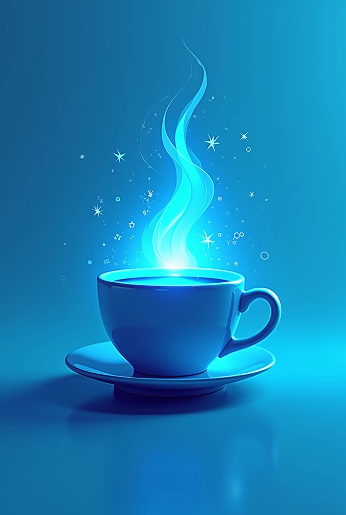 Create an energy cup coffee logo with blue colors 