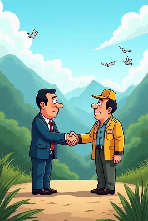 A cartoon about the peace agreement in Colombia in 2016