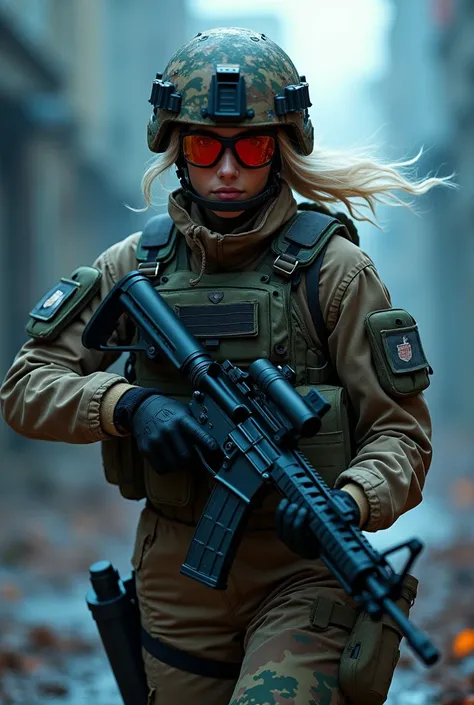 (( top quality)), ((masterpiece)), 
( Max Image）,（background）,(beautiful  8K、Realistic:1.3), ( real skin texture deep into the night:1.3), ( Film Grain :1.3)、
( fully equipped with US Army tactical gear 、 Modular Scalable Vest 、 Scandinavian American femal...