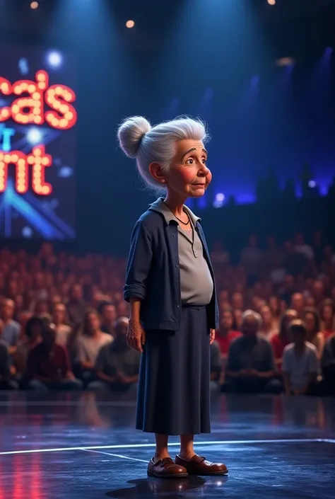 An old lady standing in Americas Got Talent