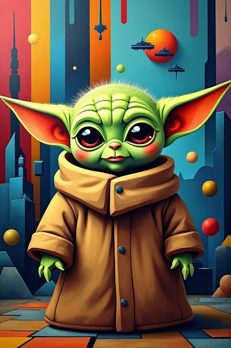 Typical kubism painting but the "Star wars". With grogu