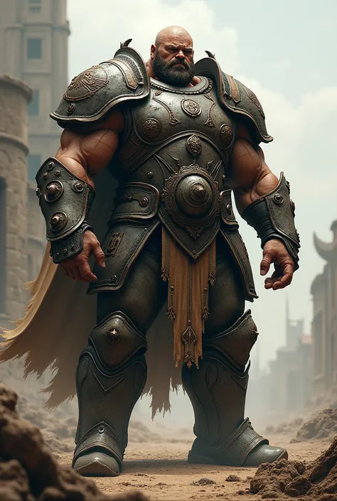 Muscular man in armored armor 
