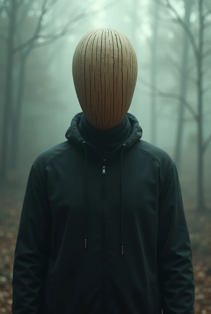 a man without a face but instead he has wood