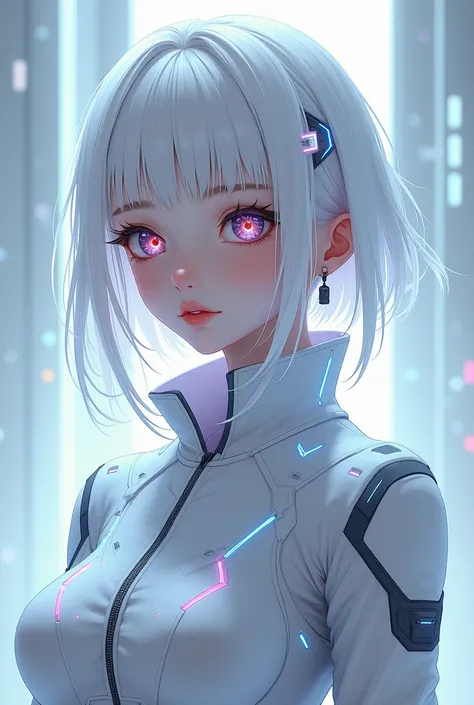 White cyber anime girl