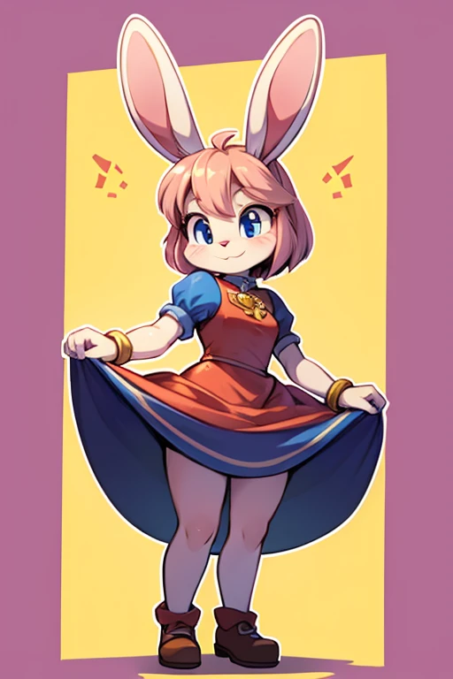 Female furry sara rabbit with Sorcerer dress tiny toons adventure style 