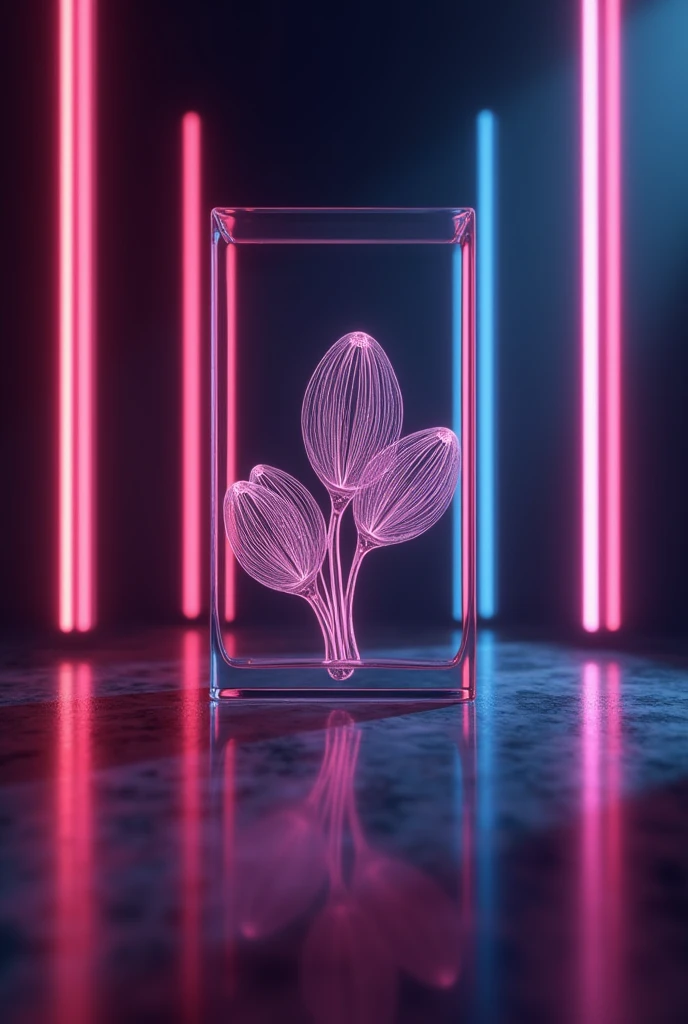  Give me a logo for my perfumery business to hang it in the place called Fragant Life and in the background that has neon lights.