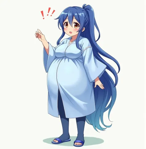 anime girl, long hair, big pregnant , brown eyes , very big breasts, very big belly , hyper-pregnant girl , keep your finger on the pulse , the biggest belly , anime style, high resolution, blue hair, big breasts, hyper-pregnant girl with a big belly, blue...