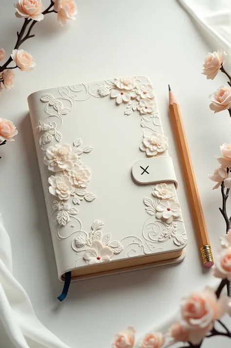  Create a cover for a teaching booklet on reading and writing that looks like porcelain. There may be a diary and a pencil .