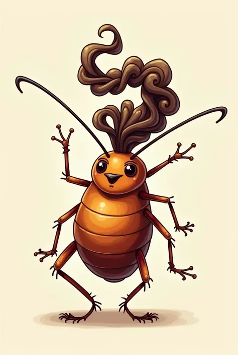 Create a cockroach with curly hair
