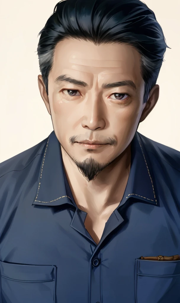 Middle-aged male, Japanese, bust shot, no background,