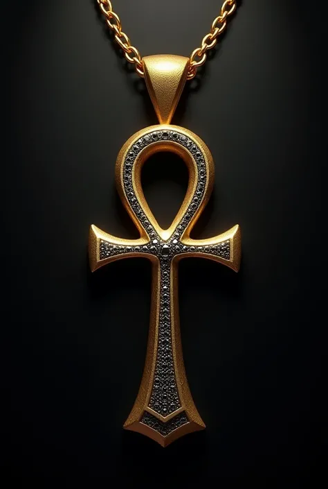 A beautiful ankh all gold and black diamonds 