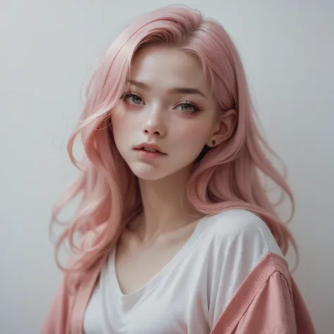 A Japanese woman. Pink hair.