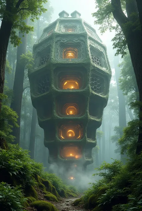 Sci fi big bee hive In the middle of the forest