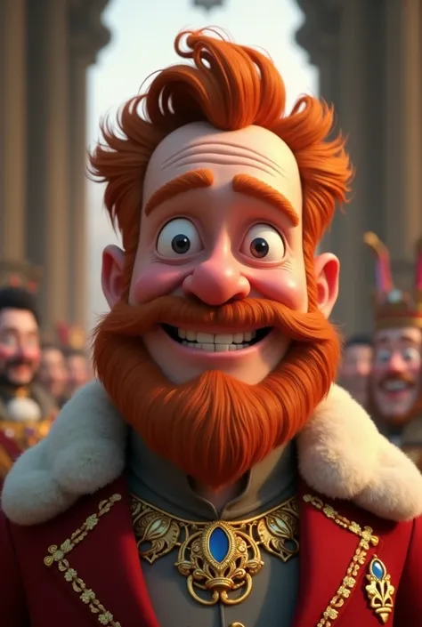 A animated men character with ginger beard and hair from UK is considered the king of United Kingdom!