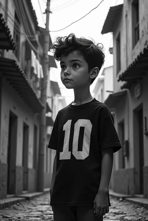 Dreamy boy , Your number 10 black and white t-shirt
In the middle of the favela 

