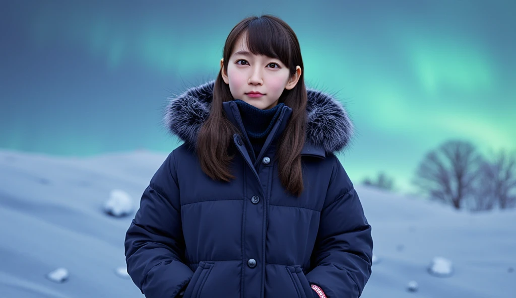 masterpiece,  top quality,  ultra detail,   Ultra High Resolution , (photo realistic :1.4),  RAW photos , ( realistic :0.2), CG, {4K|8k}  high definition ,  perfect lighting ,  1 girl in uniform, Alone,  watches viewers, (Winter clothes,  padded jacket ), ...