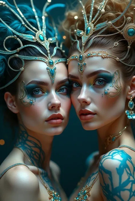 Womens makeup ideas inspired by Greek mythology and combined with the circus style of Cirque du Soleil
