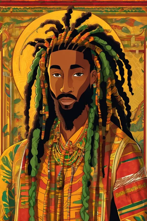 an illustration of a man with dreadlocs