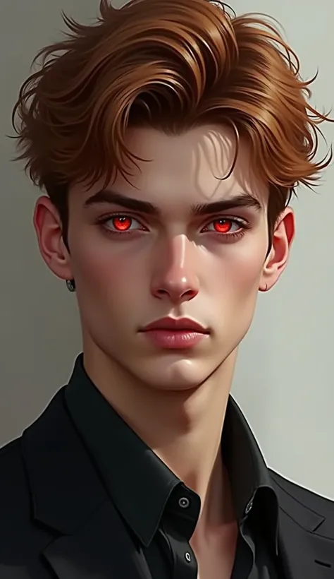 A young man with red eyes