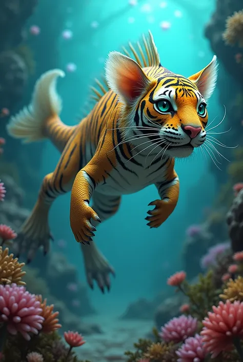 Fish with human legs and tiger eyes