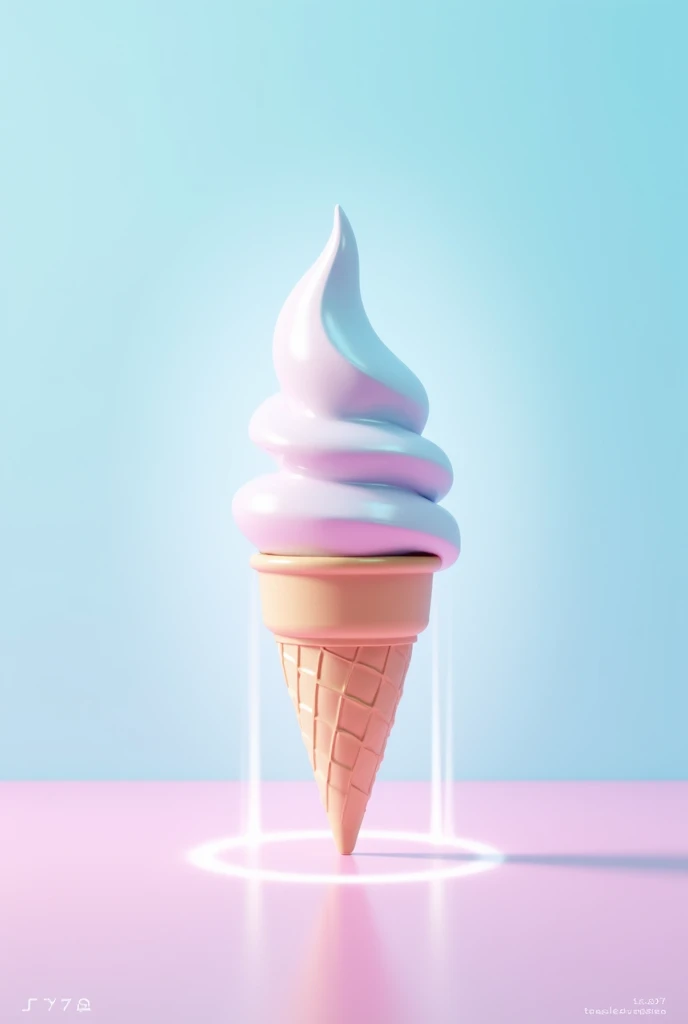 " Simple and clean promotional poster for a futuristic ice cream called Modscream,  that causes emotions when tried .  The design shows a simple ice cream cone with soft colors  (Light blue and pink )  and a faint glow that suggests emotions .  The backgro...