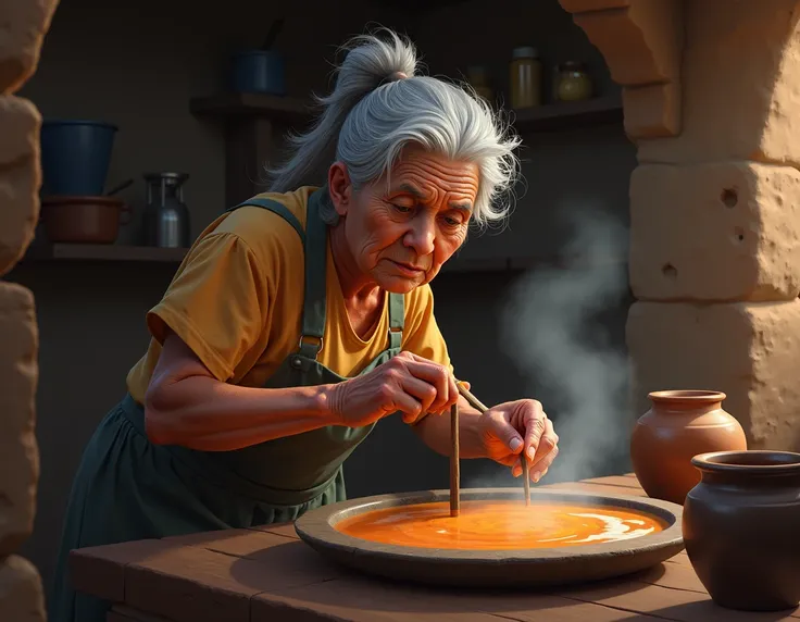 Granny preparing chicha