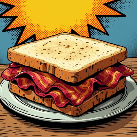 bacon lictenstein image brown sauce sandwich white breaf, islam