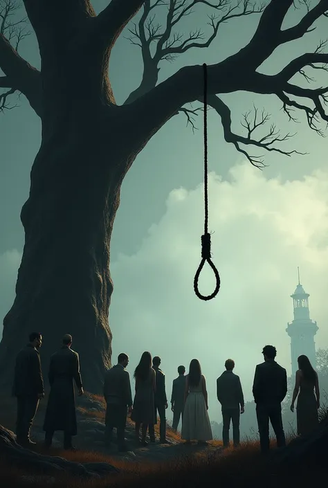 People near a tree see a noose

