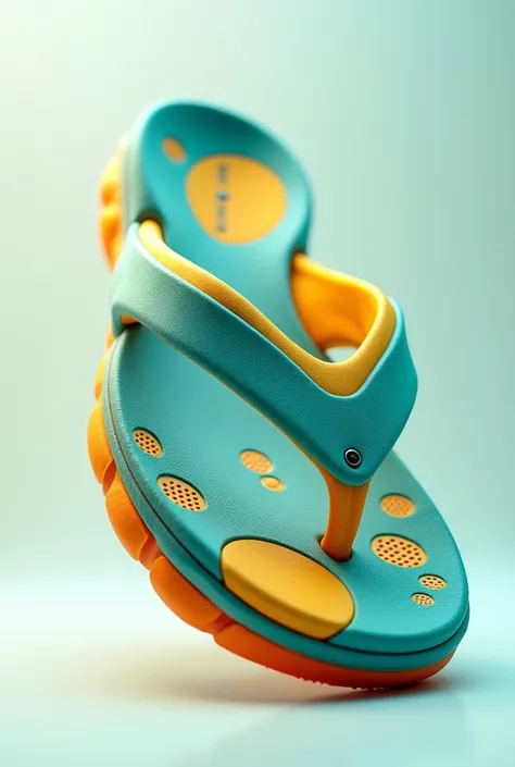 design of a futuristic flip flop, vibrant colors.