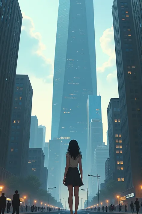  Arcelia stood in front of a towering skyscraper, stared around with anxiety that shook her heart 