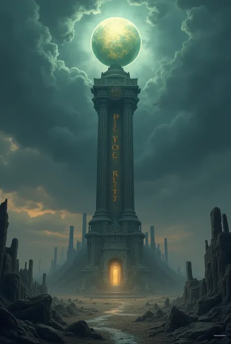  The cover can focus on the tower that holds a luminous sphere on its top ,  representing the magic that protects the city .  The tower must be impressive ,  built with ancient stone and three pillars that support it ,  with magical symbols engraved .  The...