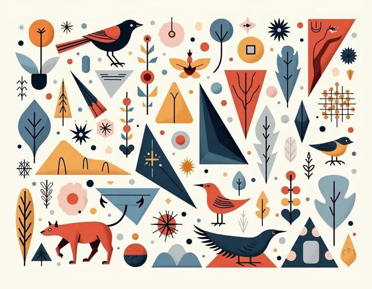  sequence patterns of geometric figures, of animals and objects  