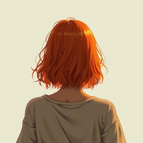 Back view of a real girl with dirty orange hair