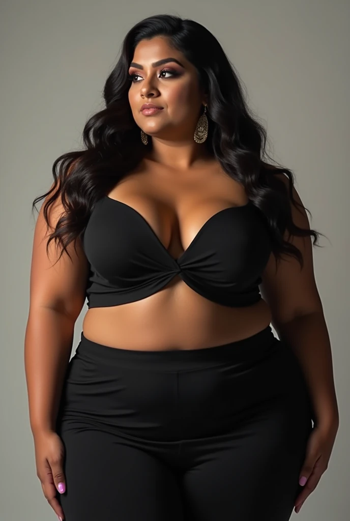 Hot, appealing, beautiful, stunning, hour glass  figure, curvy figure with hot curves, bold, and plus size desi indian professional model with beautiful face (with sharp facial features).