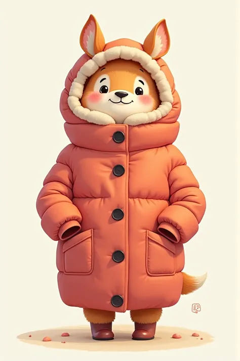 This coat is very thick and will keep you warm when wearing it（cartoon）