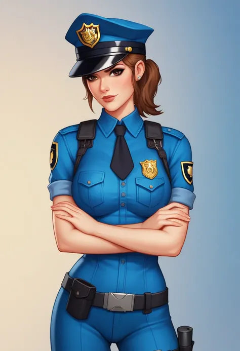 Age and Appearance: Yumi is in her 30s, with an appearance that combines determination and professionalism. Her expression is serious and focused, reflecting the responsibility of her role as a police officer. Hair: Her deep brown hair is tied back in a ti...