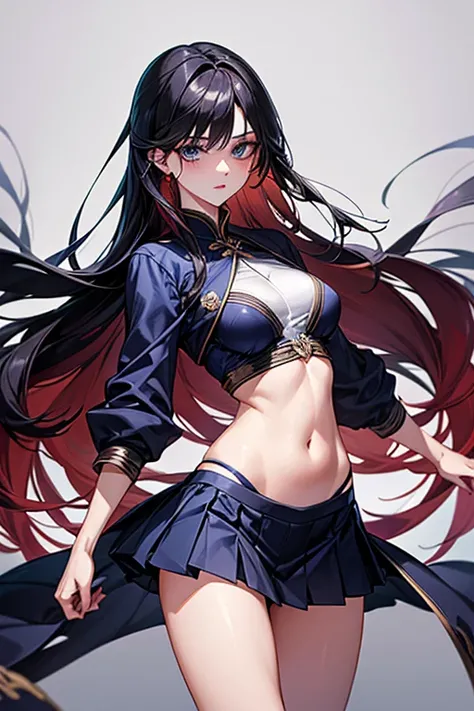 最 high image quality, masterpiece, 4K,  high image quality,  super high resolution,  of the prairie , CG drawing（ one cool adult female swordsman ） Hair、 black hair、Hairstyle、 straight、 semi-long。 The hair is parted in the middle。 Tall、 slender 、（Sexually、...