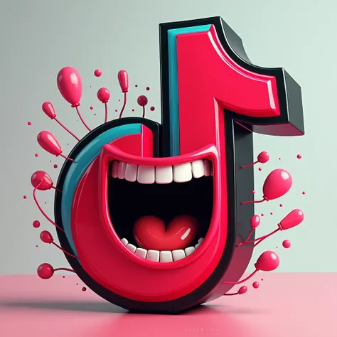  tiktok&#39;s photo ,tiktok logo:1.3,mouth、