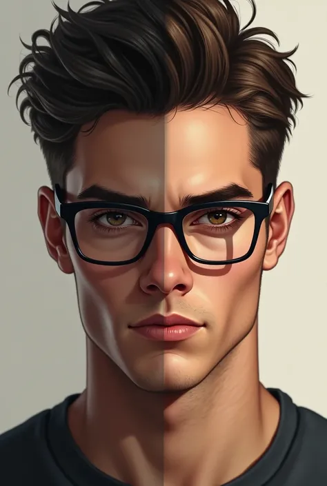 It generates a young man but with a completely serious facial expression ,  and another where the same man is with an expression of happiness and wearing glasses