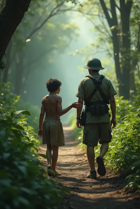  The indigenous boy points the soldier to a hidden path, suggesting that something is yet to come .