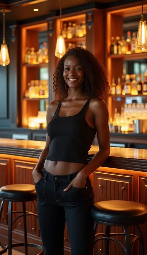 Stylish bar,     top quality , shape, 非常に     Details,      Details,     kampala , 8k wallpaper,      Perfect dynamic configuration  ,   Beautiful  Details ,      Natural,  ,    Shes smiling in her charming spinning position.., A perfect masterpiece,      ...