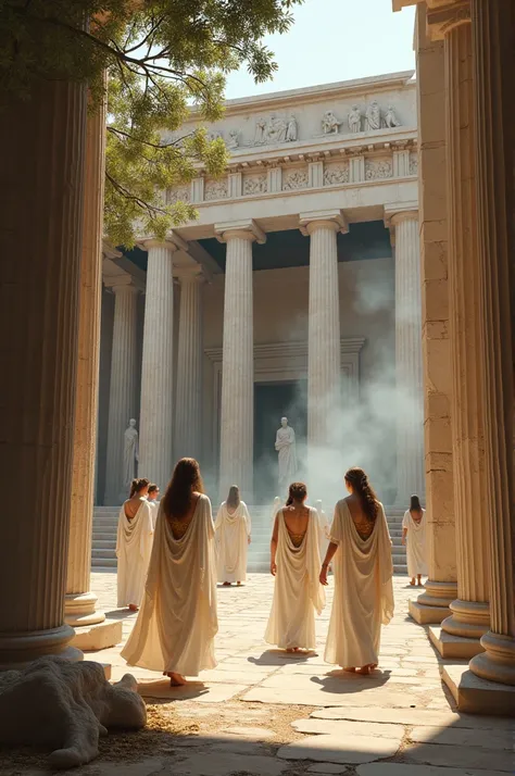 Temple of Athena with her priestesses 